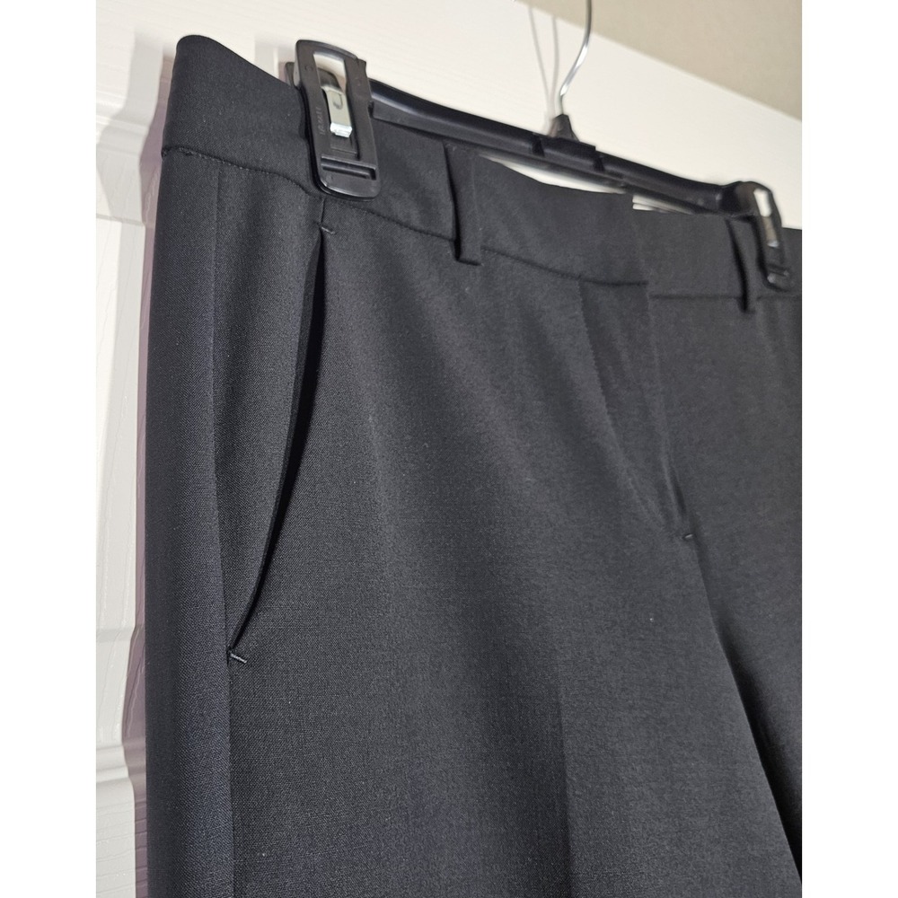 THEORY Black Emery Stretch Wool Wide Leg Flare Dress Work Trousers Pants Size 6 - Picture 2 of 12